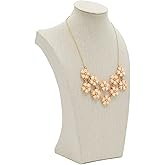 Juvale Necklace Display Bust Stand - 12.6-Inch, Beige Linen, 1-Pack, Traditional - Necklace Holder Stand & Jewelry Display Mannequin for Retail Stores & Trade Shows