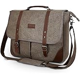 Retro Canvas Messenger Crossbody Bag, Black with Brown Leather Accents