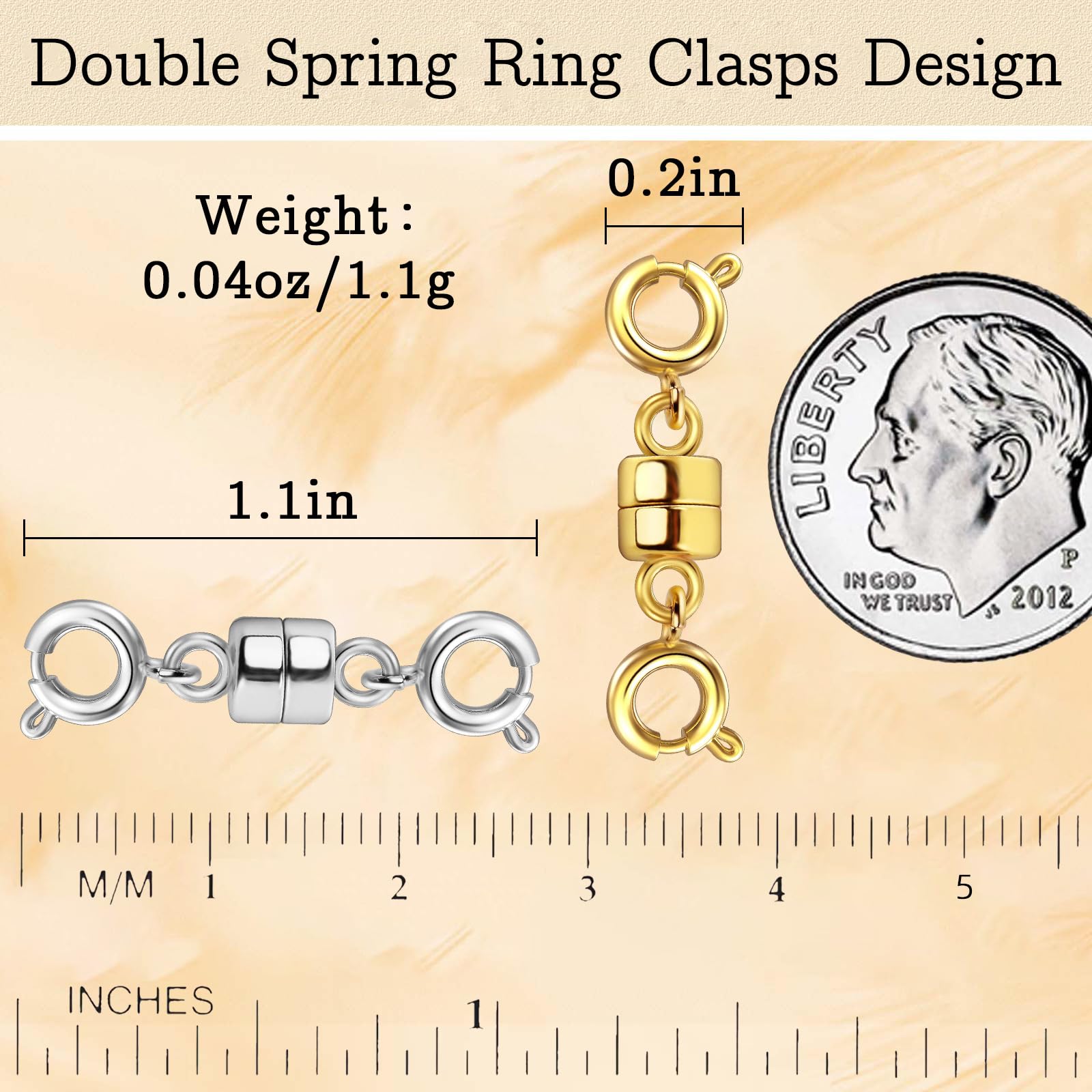 Double Magnetic Necklace Clasps and Closures 14K Gold and Silver Bracelet Extender Jewelry Clasps Converters for DIY Jewelry Making