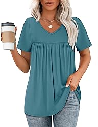 WEESO Womens Tops Spring Summer Short Sleeve V Neck