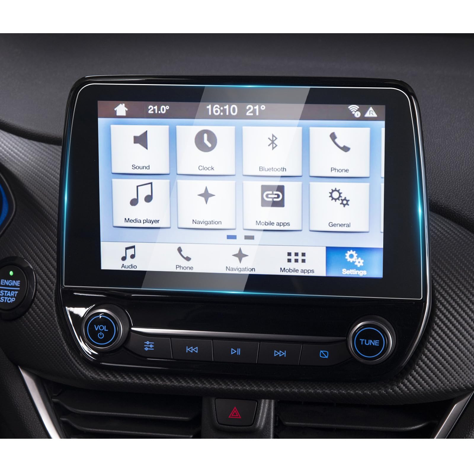 YEE PIN For Ford Fiesta mk8 /Focus mk4/ EcoSport 2017-2021 8-inches Navigation Touch Screen Protective Film 9H Tempered Glass Scratch-Resistant