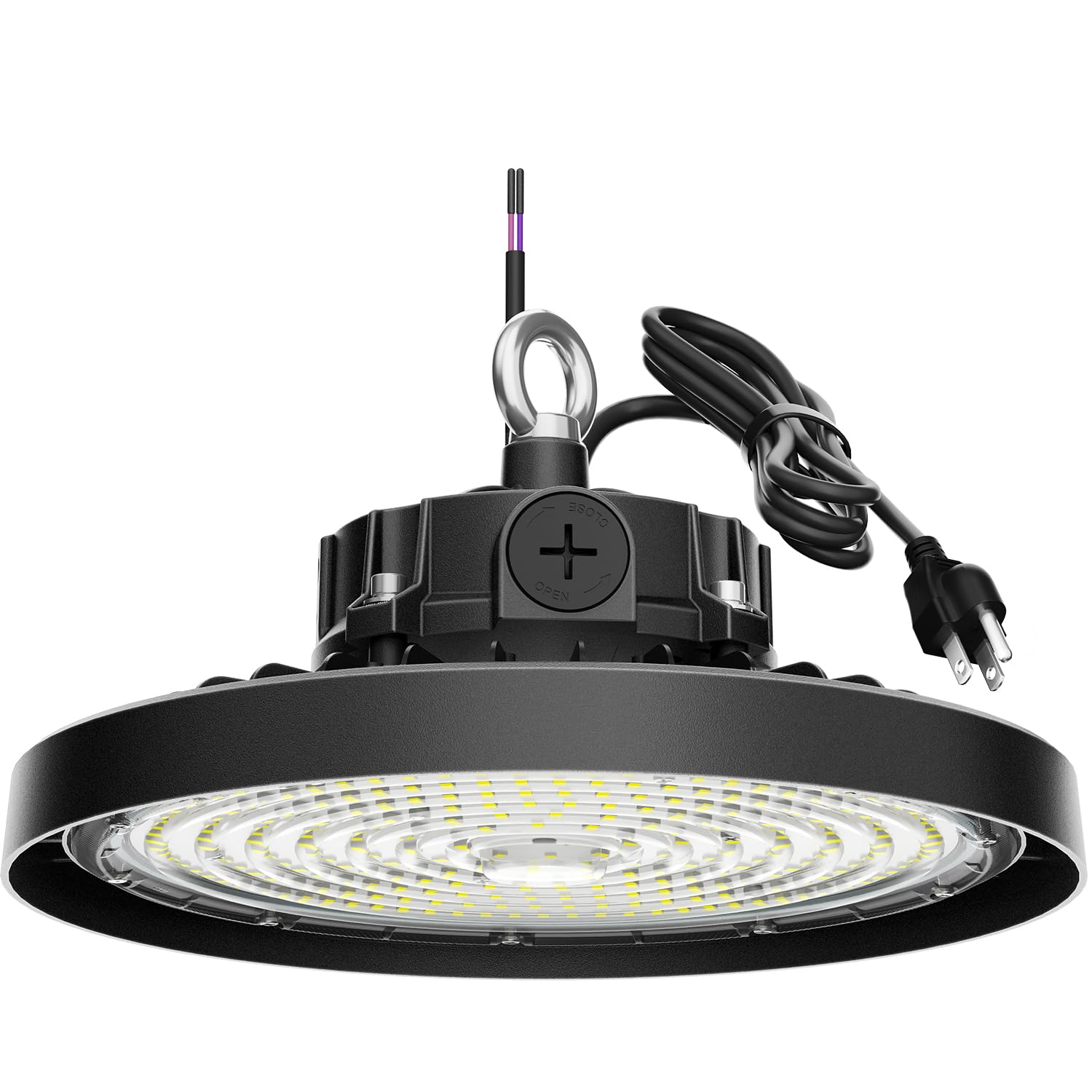 Photo 1 of **Used, it's not known if it works 100%.***BEILBS UFO LED High Bay Light, 150W LED Shop Lights, 0-10V Dimmable 22500LM 5000K, 60%-100% Power Selectable Bay Light for Warehouse Factory Barn Shop Workshop Garage Gym, 1 Pack