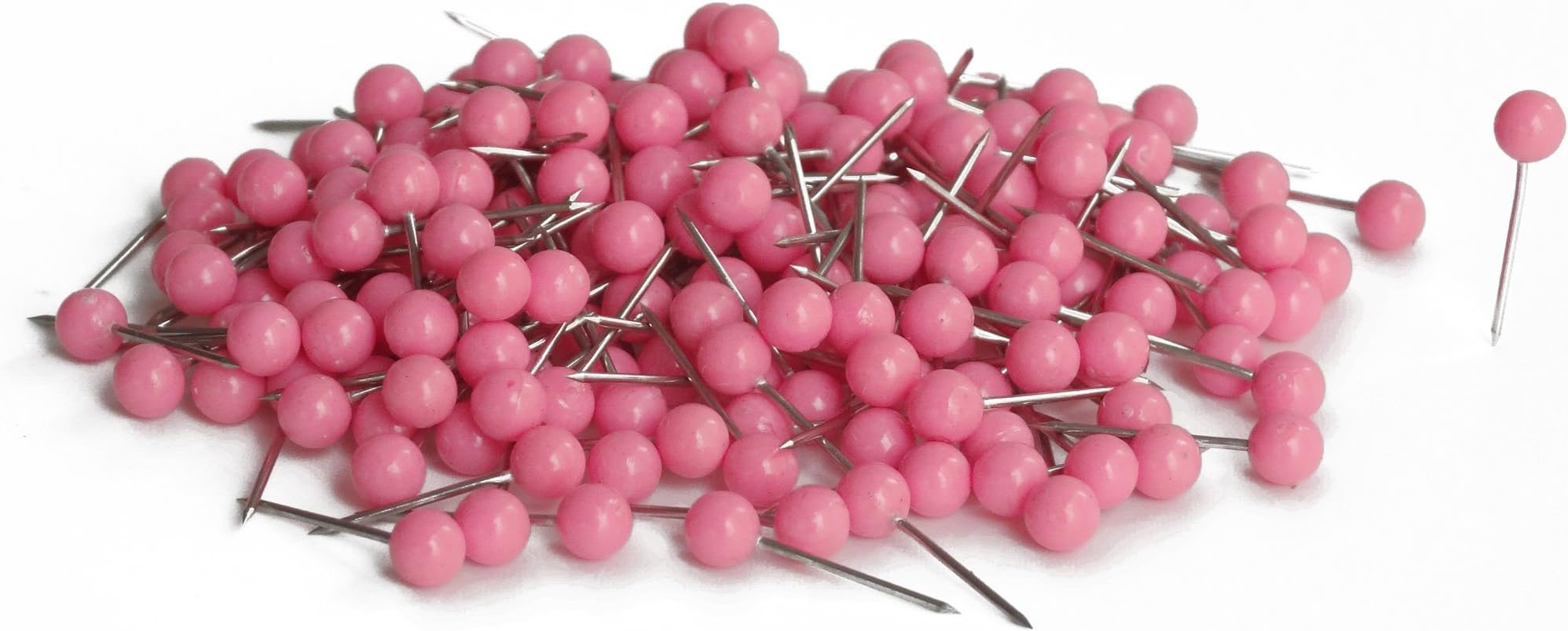 1/8 Inch Colored Plastic Small Round Ball Head Thumb Map Tacks Pushpins , 300PCS / Box (Pink)