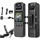1080P Body Cameras with Audio and Video Recording| 180° Rotating Lens | 6-8HR Battery | Night Vision | 64GB SD Card | 1.3" LC