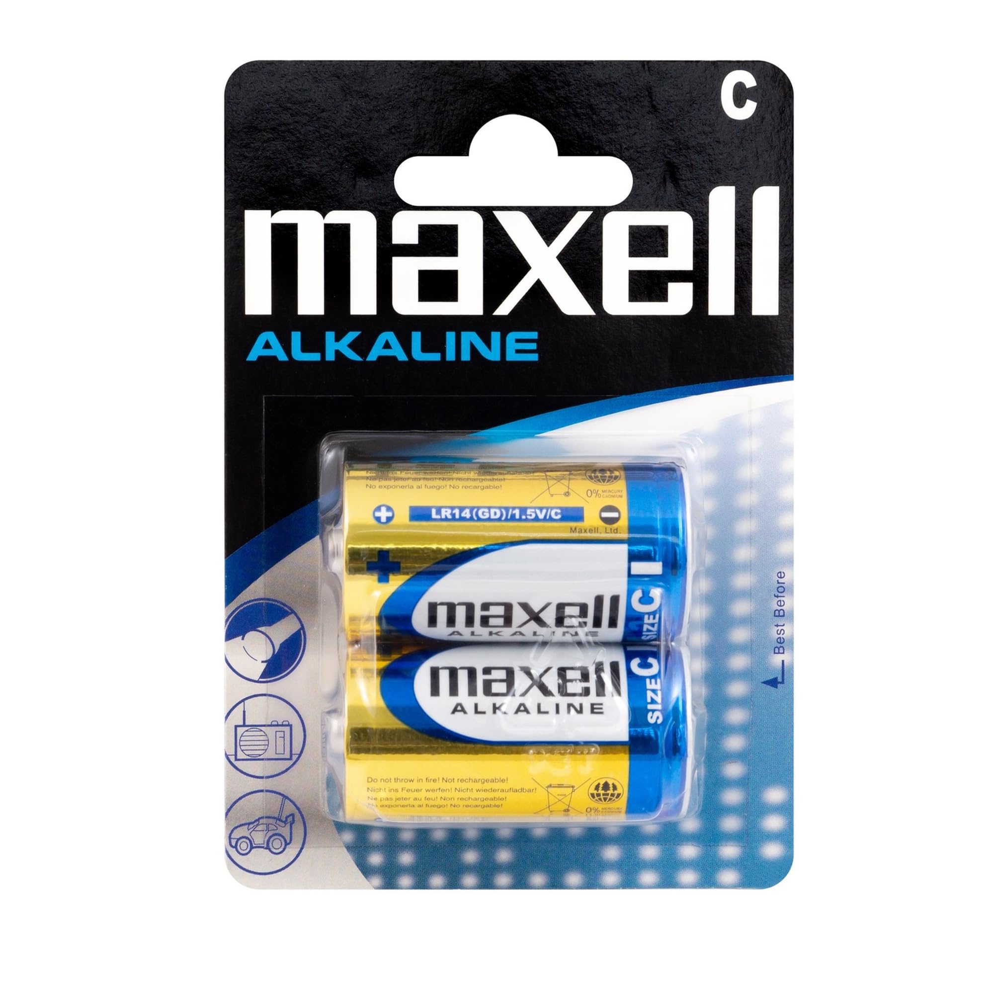Maxell 1.5V Alkaline Batteries 2-Pieces