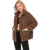 NewEGG Womens Faux Shearling Jacket, Casual Lapel Fleece Fuzzy Jacket Shaggy Oversized Jacket Fashion Cardigan Coat