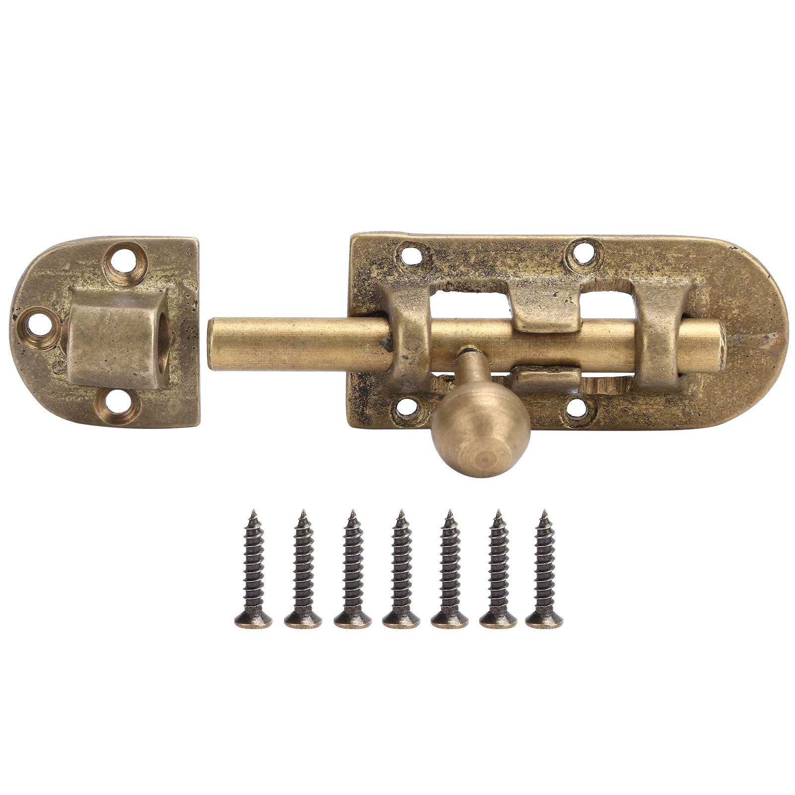 Brass Door Latch Antique Brass Window Bolts Vintage Buckle Sliding Lock Gate Sliding Bolt Latch for Home Office Warehouse Internal Door Room Window Locks (1PC)