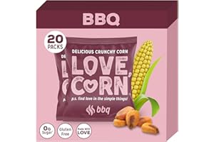 LOVE CORN BBQ 0.7oz x 20 Bags - Delicious Crunchy Corn - Healthy Family Snacks - Gluten Free, Kosher, NON-GMO - Alternative for Chips, Nuts, Crackers & Pretzels - Perfect for Charcuterie Boards