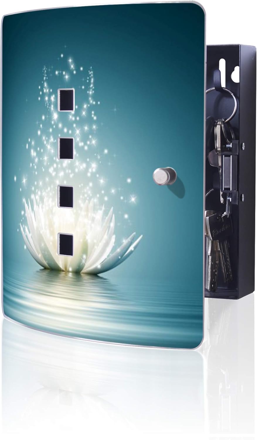 Banjado Design Schlüsselkasten Edelstahl - Für 10 Schlüssel Mit Strand-Motiv