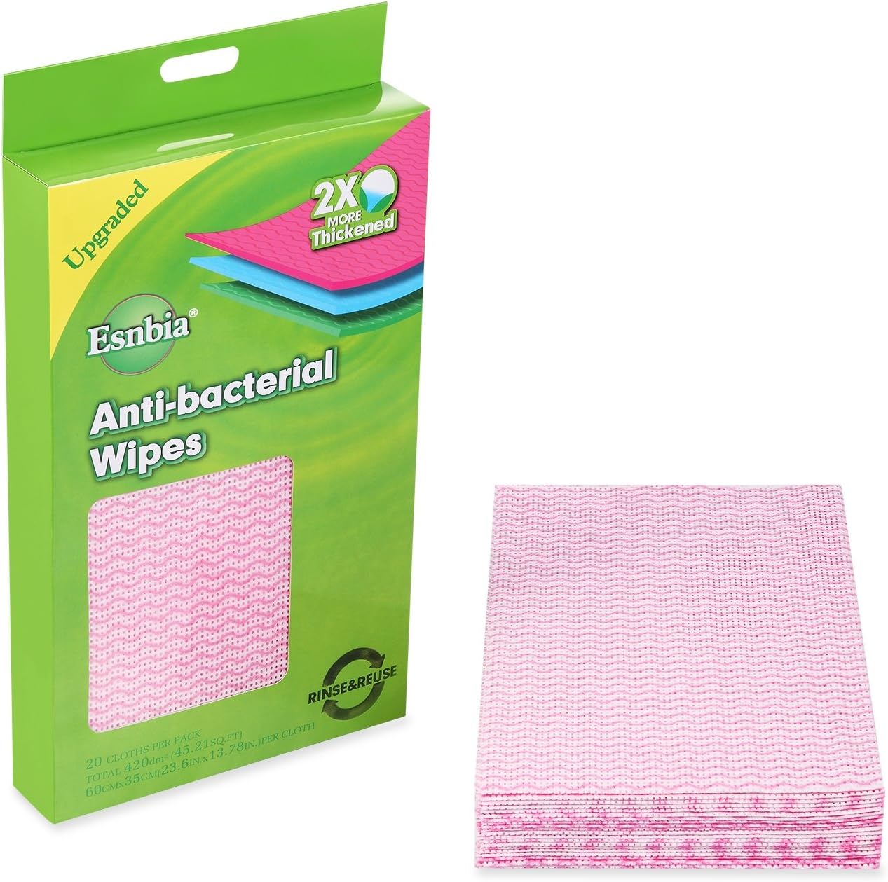 ESNBIA Disposable Cleaning Wash Cloths Towel Multipurpose Non Woven Fabric Kitchen Nonstick Wiping Rag House Duster Dishcloth Type 20 Cloths Per Pack