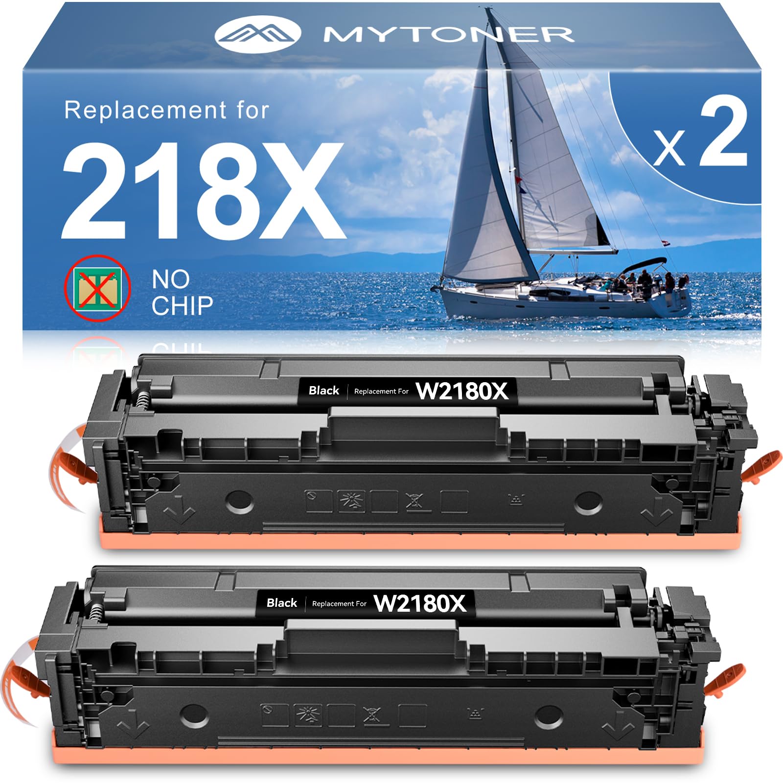 Photo 1 of MYTONER Compatible Toner Cartridges (NO CHIP) Replacement for HP 218X 218A W2180X W2180A Black Toner for Color MFP 3301fdw 3301cdw 3301sdw Pro 3201dw Printer High Yield Ink, 2Black