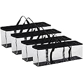Fasmov Set of 4 DVD Storage Bags Hold up to 160 DVDs (40 Each Bag), Water Resistant DVD Holder Case with Handles, Transparent PVC Media Storage for DVDs, CDs, Video Games, Books