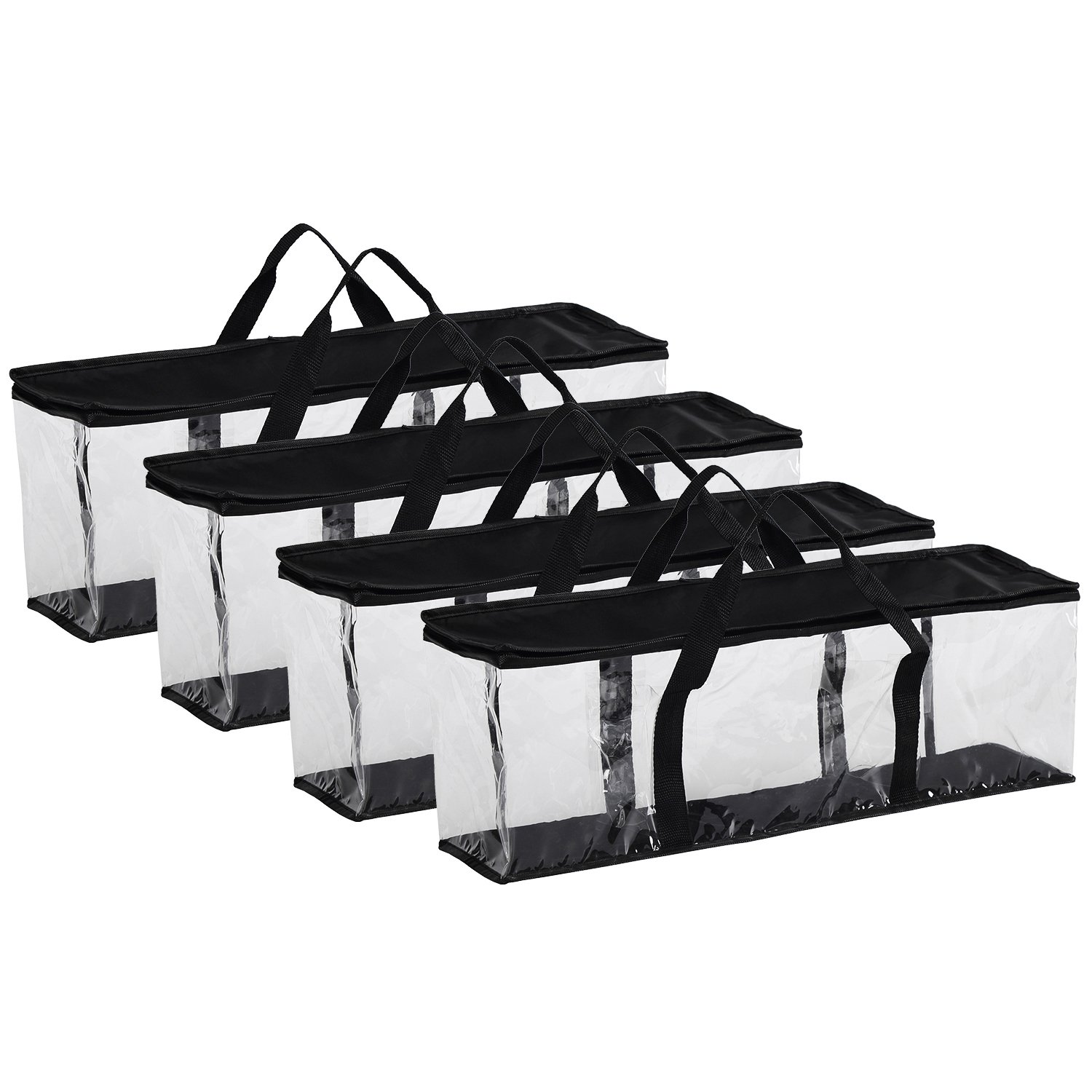 Photo 1 of Fasmov Set of 4 DVD Storage Bags Hold up to 160 DVDs (40 Each Bag), Water Resistant DVD Holder Case with Handles, Transparent PVC Media Storage for DVDs, CDs, Video Games, Books