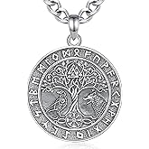 INFUSEU Mythology Pendant Necklaces for Men, Viking Norse Mjolnir Egyptian Anubis Ankh, 22-24 Inch Chain