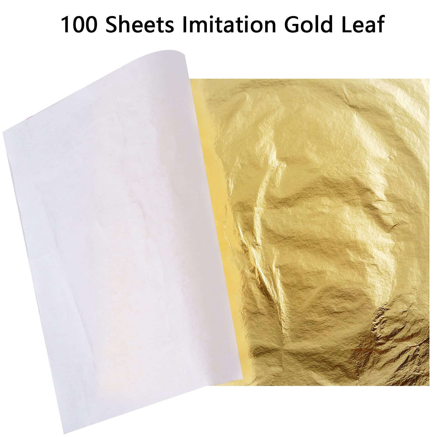 Gold Leaf Sheets for Arts, Painting, Gilding Crafting, Decoration, 5.5 by 5.5 Inches Imitation Gold Foil Sheets 100pcs