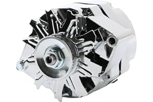 For Chevy for GM 1 Wire Alternator - Tesmirror One Wire Chrome Alternator High Output 105A 10SI SBC BBC for Chevy 350 305 DELCO Street Rod 1100125 ADR0335C 40012395 7127SECN100A 7127-SE105C