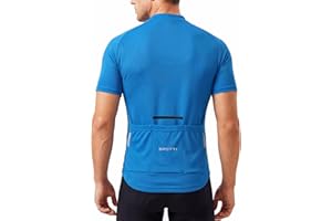Spotti Men's Cycling Bike Jersey Short Sleeve with 3 Rear Pockets- Moisture Wicking, Breathable, Quick Dry Biking Shirt