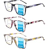 COJWIS 3-Pack Progressive Multifocus Reading Glasses for Women Men Blue Light Blocking Spring Hinge Computer Readers (3 Color, 1.0, multiplier_x)