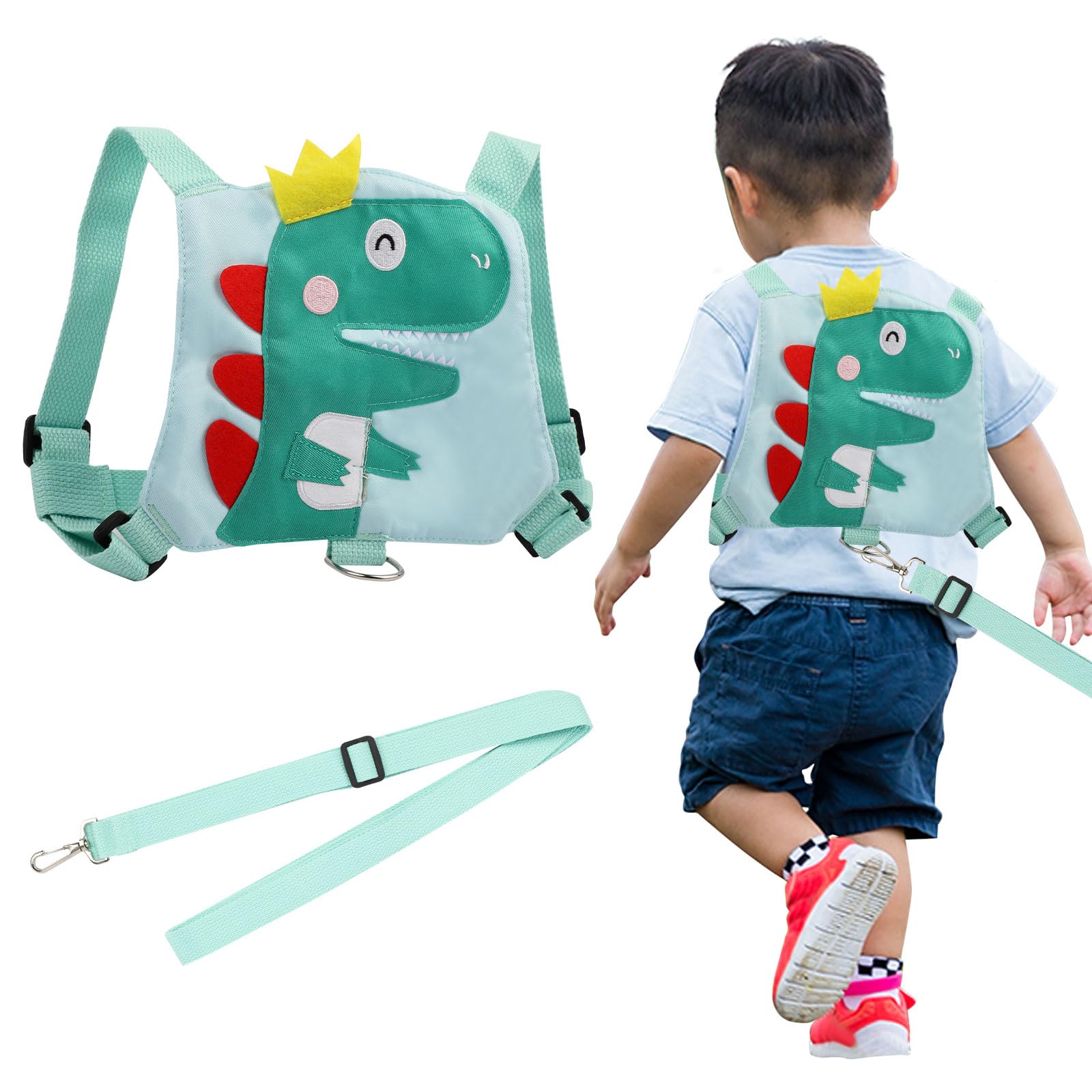 Mayoii Toddler Safety Harness Leash,Kids Harnesses with Children Reins Leashes,Cute Baby Backpack Walking Leash for Girls, Boys(Green Dinosaur)
