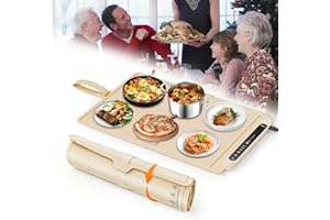 ZCJSHX Food Warming Mat Electric Tray: Adjustable Silicone Heating Pad with 3 Temperature Settings 4 Timer Function Portable Roll Up Hot Plate for Buffets Party Gatherings Kitchen Warmer Countertop Holiday