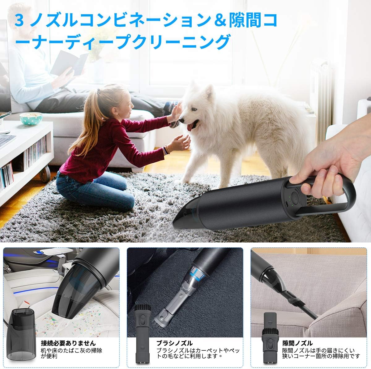 新作人気 Kkuyiハンドヘルドクリーナー コードレス掃除機 家庭やオフィスと車の日常掃除やペットのヘアケアに適用fd Wvc D アルミニウム製 Ledライト付き 低騒音 超軽量携帯便利 6000pa強力吸引力 乾湿両用 Miniハンドヘルド掃除機 コードレス手持ち掃除機 キッチン用品
