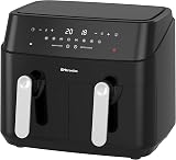 EMtronics EMAFDD9L Dual Air Fryer 9L 8 Pre-Set Menus 1750W Black