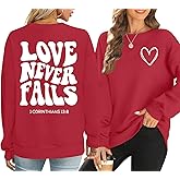 ELDPS Valentines Sweatshirt for Women: Love Heart Graphic T Shirt Christian Long Sleeve Pullover Top