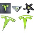 Logo Decal Overlay Stickers for Tesla Model 3 (2017 to 2023), Standard Wrap, 11-pc Set (Gloss Lime Green)