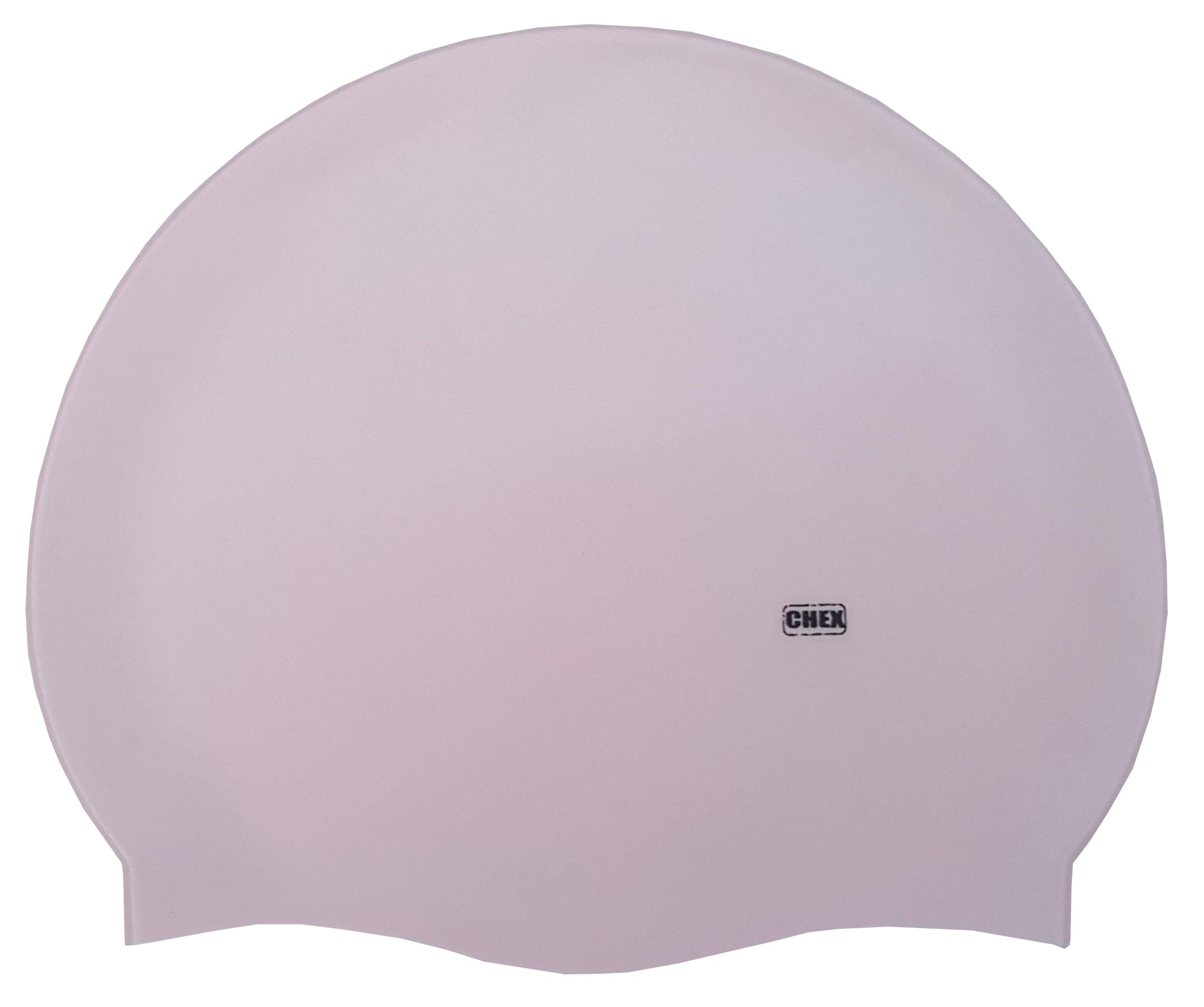 CHEX Branded Stretchy Silicone Unisex Women Men One Piece Swimming Hat Swim Cap Plain Fluo Dark Pastel Colours One Size Adults 8+ Years Easy Pull On Swim Hat (Pearly Pink)
