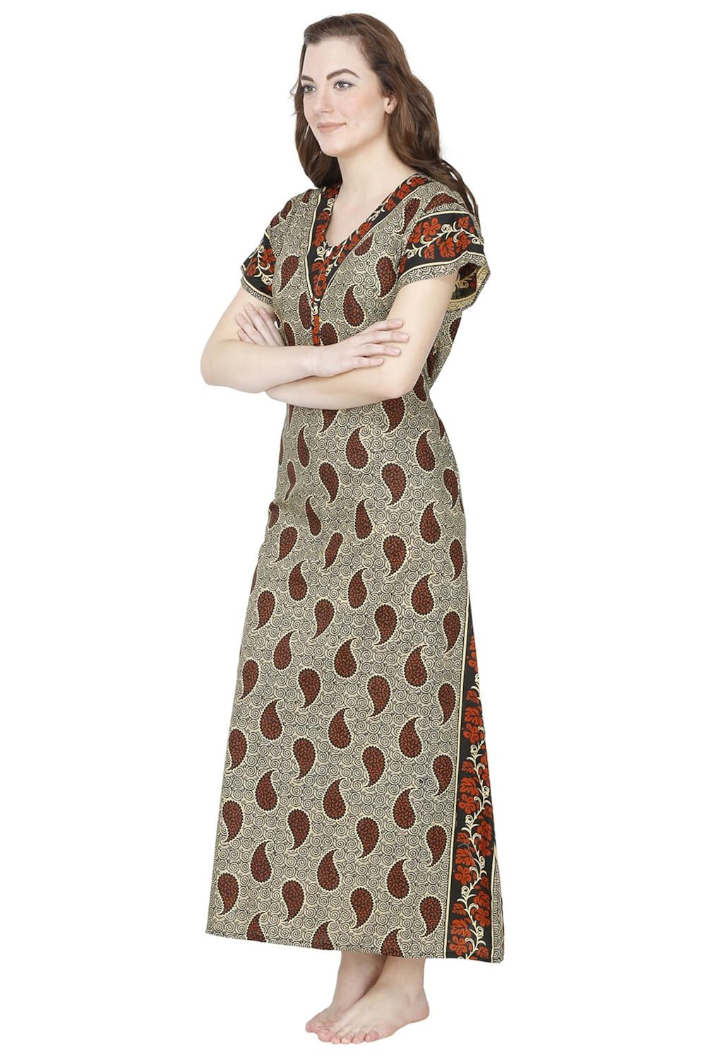 secret wish women's cotton nighty, nightdress (free size)