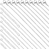 20 Pack Bulk Stainless Steel Chain, Necklace Chains for Jewelry Making, Silver Thin Chain (18 Inches + 20 Inches)