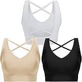 Double Couple Sports Bras for Women Padded High Impact Seamless Criss Cross Back Workout Tops Gym Activewear Bra