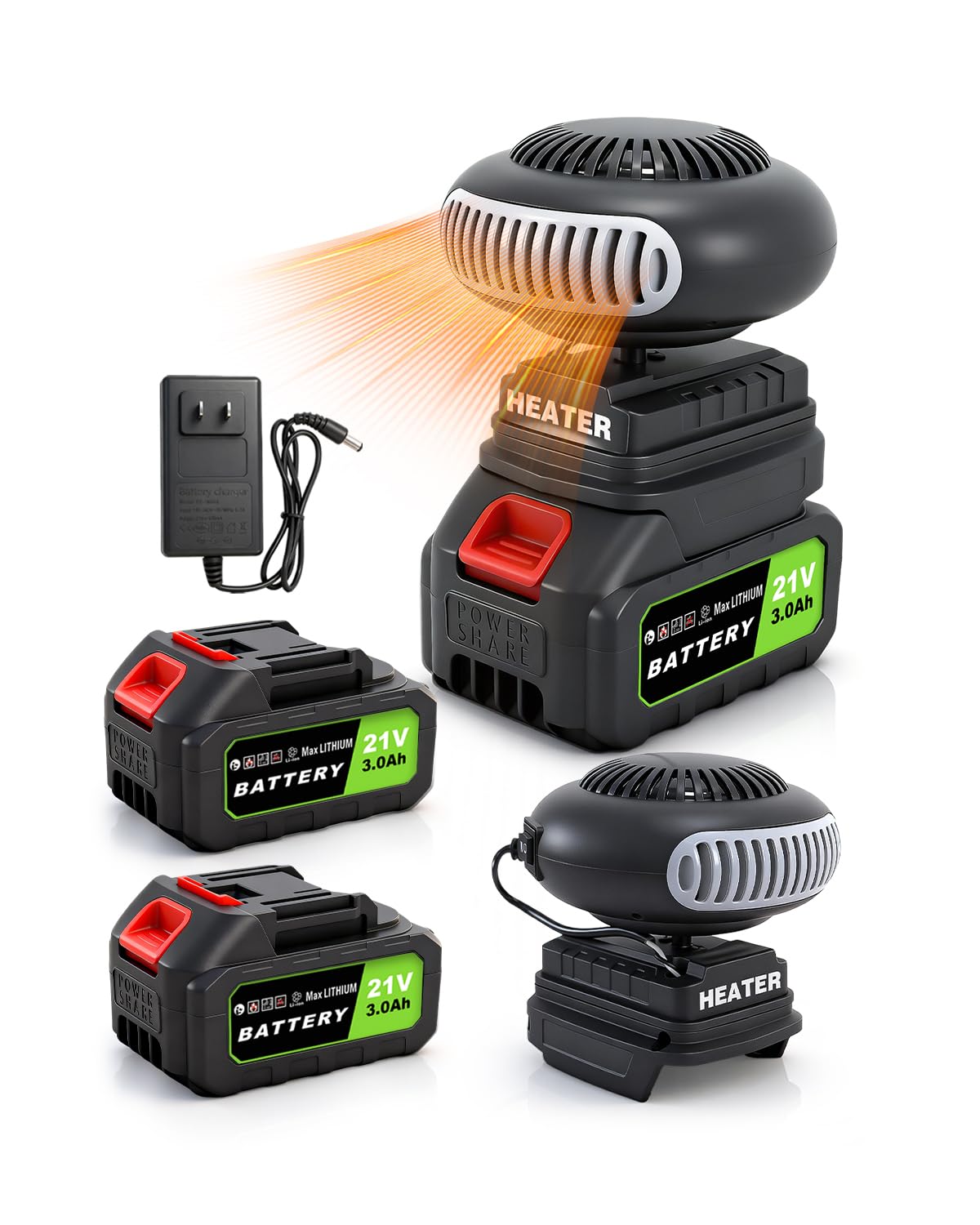 Photo 1 of GSQQTE Battery Powered Heater Cordless, Portable Heater Car Window Defroster with Two 3000mAh Rechargeable Battery Operated Heaters with Anti Tilt Design for Indoors/Cars/Camping (60 Minutes Life)