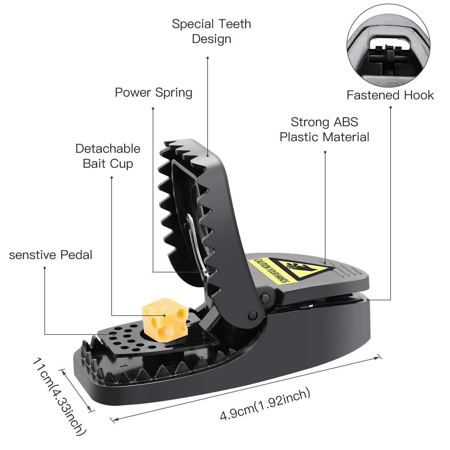 Charlemain Piège à Souris, Tapetteà Souris Réutilisable, Souricière avec Ressort Puissant,Tapette à Rat et Sensible Contrôle des Rats Efficace (Lot de 6)
