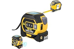 TSTQH Almighty Tools Tape Measure 3-in-1 Laser Digital Measuring Tape Ruler-LCD Backlight 5M/16Ft Tape & Laser 40m/131Ft Rangefinder,Crosshairs Markings,Data Storage,Durable ABS Case/Yellow 1Pack