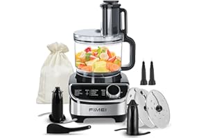 FIMEI 12-Cup Food Processor and Vegetable Chopper, 600W Electric Food Chopper for Slicing, Shredding, Chopping, Pureeing, Dou