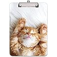 Hongri Plastic Cute Clipboard, Letter Size for Students, Teacher, Woman and Kids, Low Profile Clip, Decorative Pattern, Size 9 x 12.5 in, Sleeping Cat