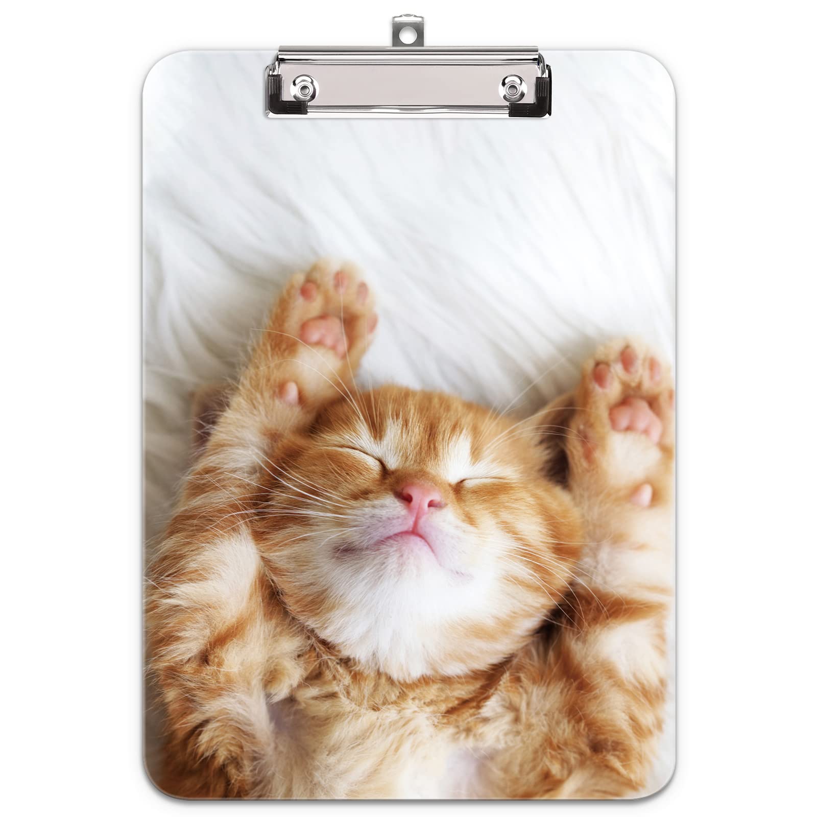 Hnogri Plastic Clipboard A4, Fashion Design A4 Letter Size Clipboards & Forms Holders for Office Supplies Lawyers,School Students and Kids, Low Profile Clip Cute Clipboard Folder, Sleeping Cat — image 1