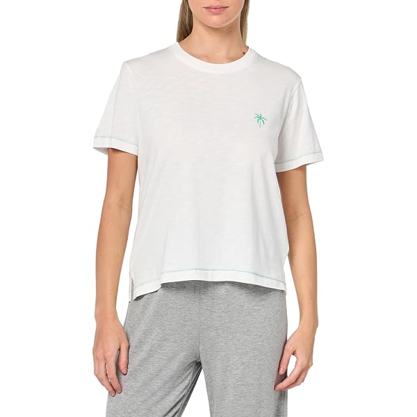 PJ Salvage Women's Checked Out Short Sleeve T-Shirt - Loungewear Pajama Top, Cap Sleeve - View #4