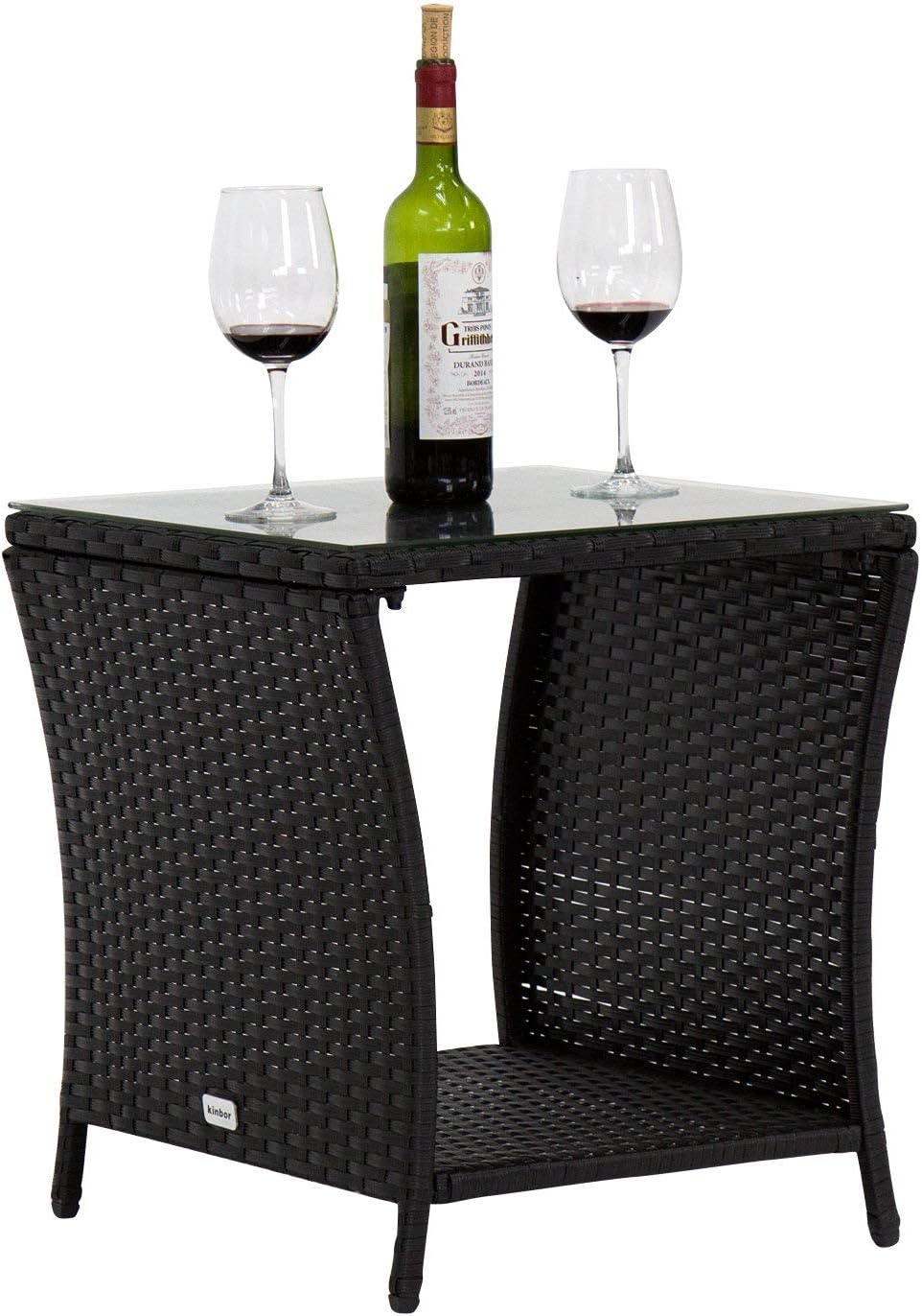 sun vue outdoor living furniture on Kinbor Black Outdoor Square Wicker Rattan Side Coffee Table W Glass Top Patio Furniture With Storage Shelf Patio Furniture Accessories Stimulusco Patio Lawn Garden