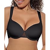 FeelinGirl Unlined Bras for Women Underwire Comfortable Support T-Shirt Everyday Bra No Padding for Big Bust