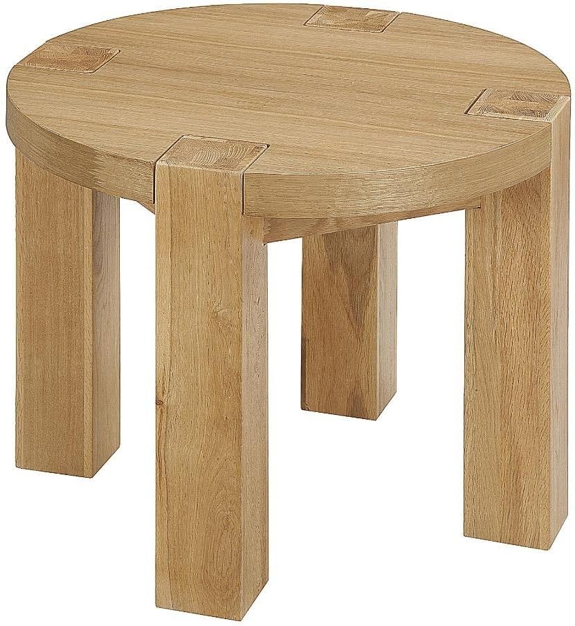 Midas Quality Zeus Round Lamp Table Solid Oak with Oak Veneer Top Light Oak
