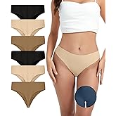 OVRUNS Camel Toe Underwear Thong for Women 6 Pack Cameltoe Proof Concealer No Show Panties Seamless Workout Underwear
