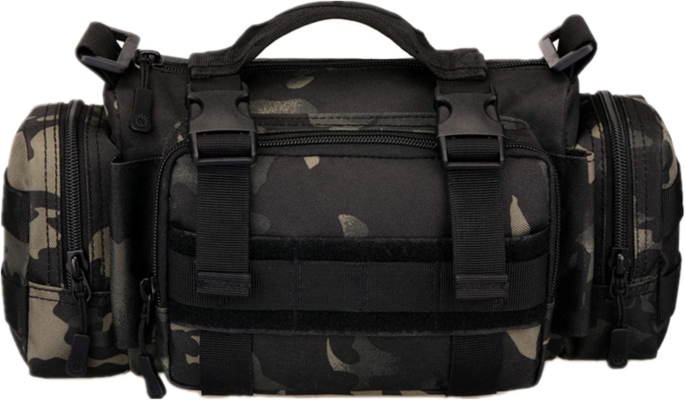 UNISTRENGHUtility 3P Military Tactical Duffle Waist Bags MOLLE Assault Shoulder Backpack Multifunction EDC Pouches Heavy Duty Fanny Packs (Black-Scorpion camouflage)