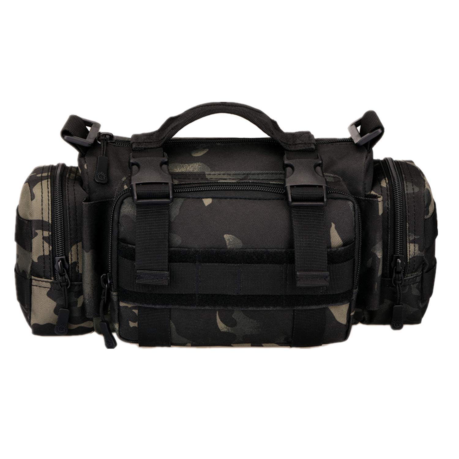 UNISTRENGHUtility 3P Military Tactical Duffle Waist Bags MOLLE Assault Shoulder Backpack Multifunction EDC Pouches Heavy Duty Fanny Packs (Black-Scorpion camouflage)