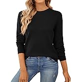 QUALFORT Women
s Sweater 100% Cotton Long Sleeve Pullover Sweater Soft Lightweight Knit Tops 2026