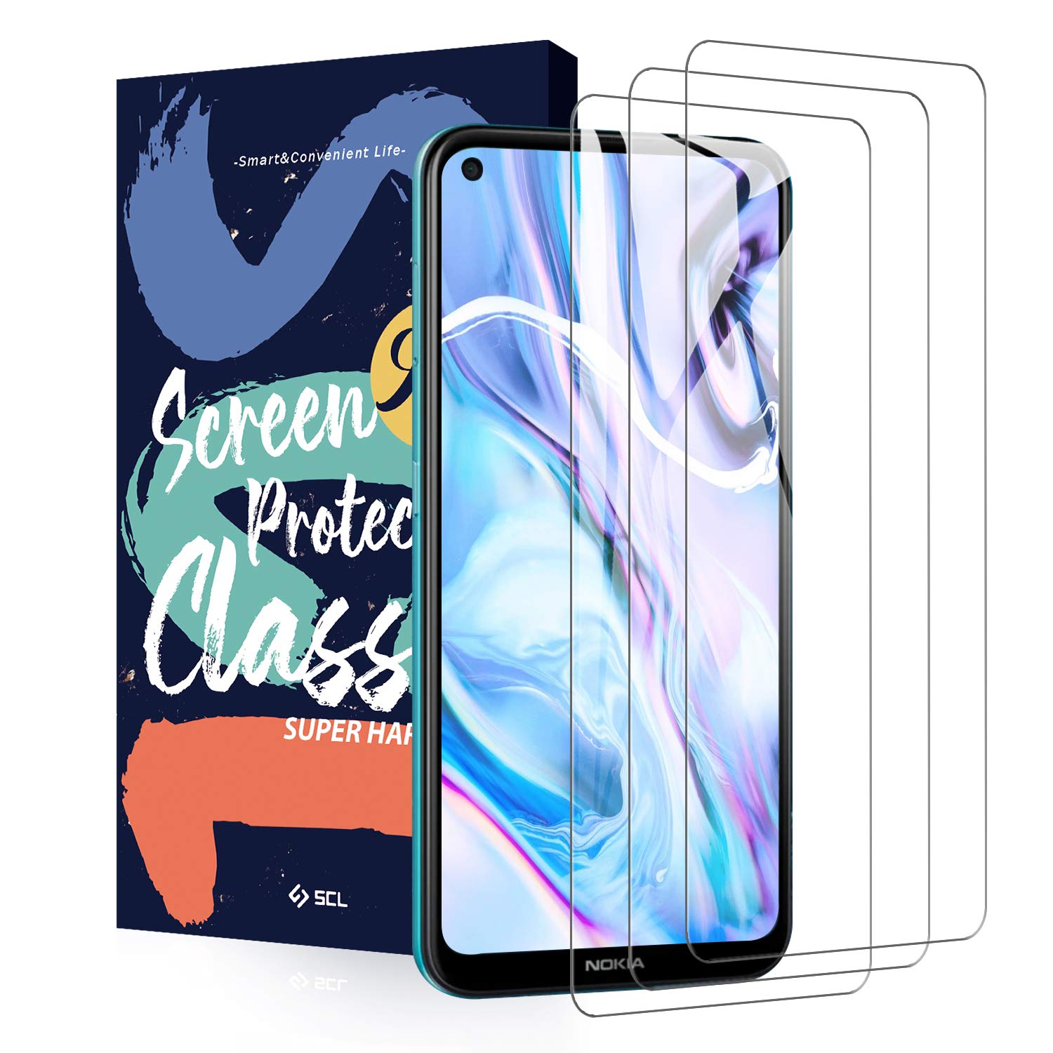 SCL 3-Pack Screen Protector for Nokia 3.4, Crystal Clear Series Tempered Glass for Nokia 3.4, Case Friendly, 9H Hardness