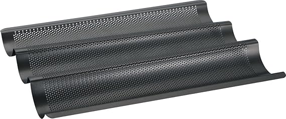 WELLGRO® Baguette-Blech - für bis zu 3 Baguettes - Baguetteblech mit Antihaftbeschichtung - 37 x 24,5 x 4 cm