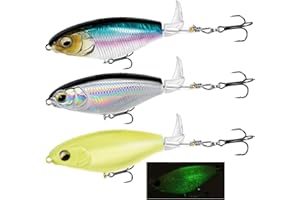 TXRRURE Top Water Bass Fishing Lures - Floating Baits with 360° Rotating Tail for Freshwater & Saltwater