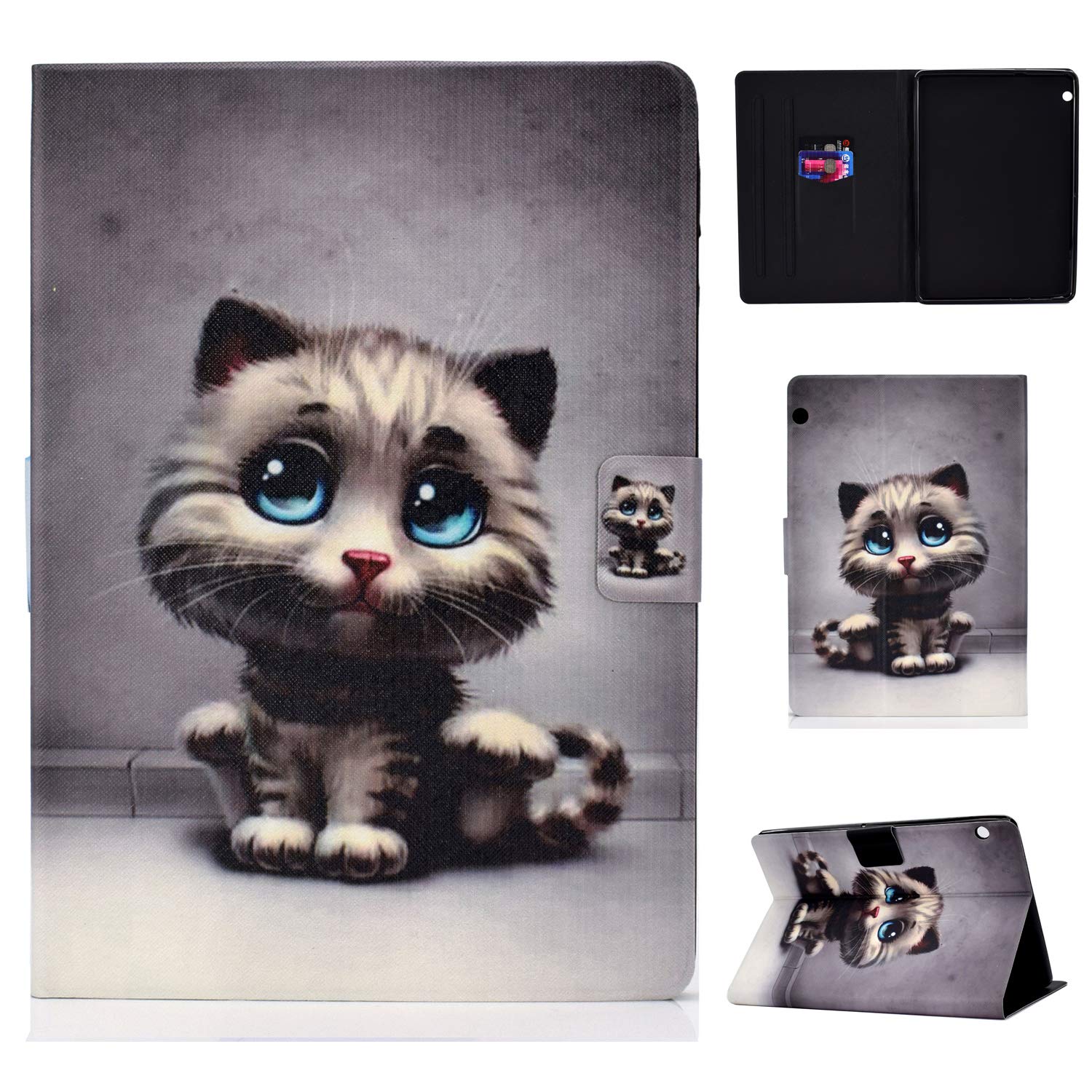 MediaPad T5 10 Case, Bspring PU Leather Slim Folding Stand Cover for 10.0" Huawei MediaPad T5 10-Inch 2018 Android Tablet-Pet cat
